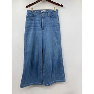 PAIGE Lennie High Rise Wide Leg Cropped Jeans Blue 27